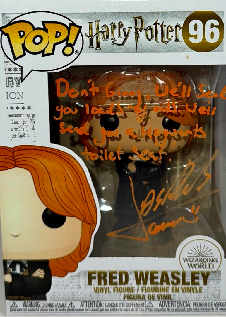 James Phelps Signed Funko Pop #96 "Fred Weasley" (Harry Potter) w/Long Quote - JSA COA